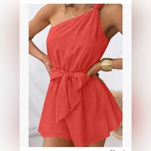 Burnt Orange One Shoulder Romper